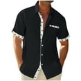 thumbnail image 2 of Aueoeo Men's Short Sleeve Shirts Casual Button -Down Shirts Textured Summer Business Daily Work Shirt With Chest Pocket, 2 of 9