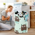 thumbnail image 6 of Mint-chocolate-color Cute Monsters Laundry Basket with Handles Foldable Laundry Hamper Freestanding Washing Bin 50L, 6 of 7