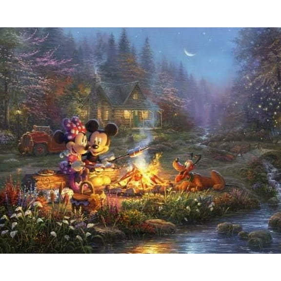 David Textiles Disney Micky Minnie Sweatheart Campfire Panel(35"x44") Digital 100% Cotton Sold by The Panel…