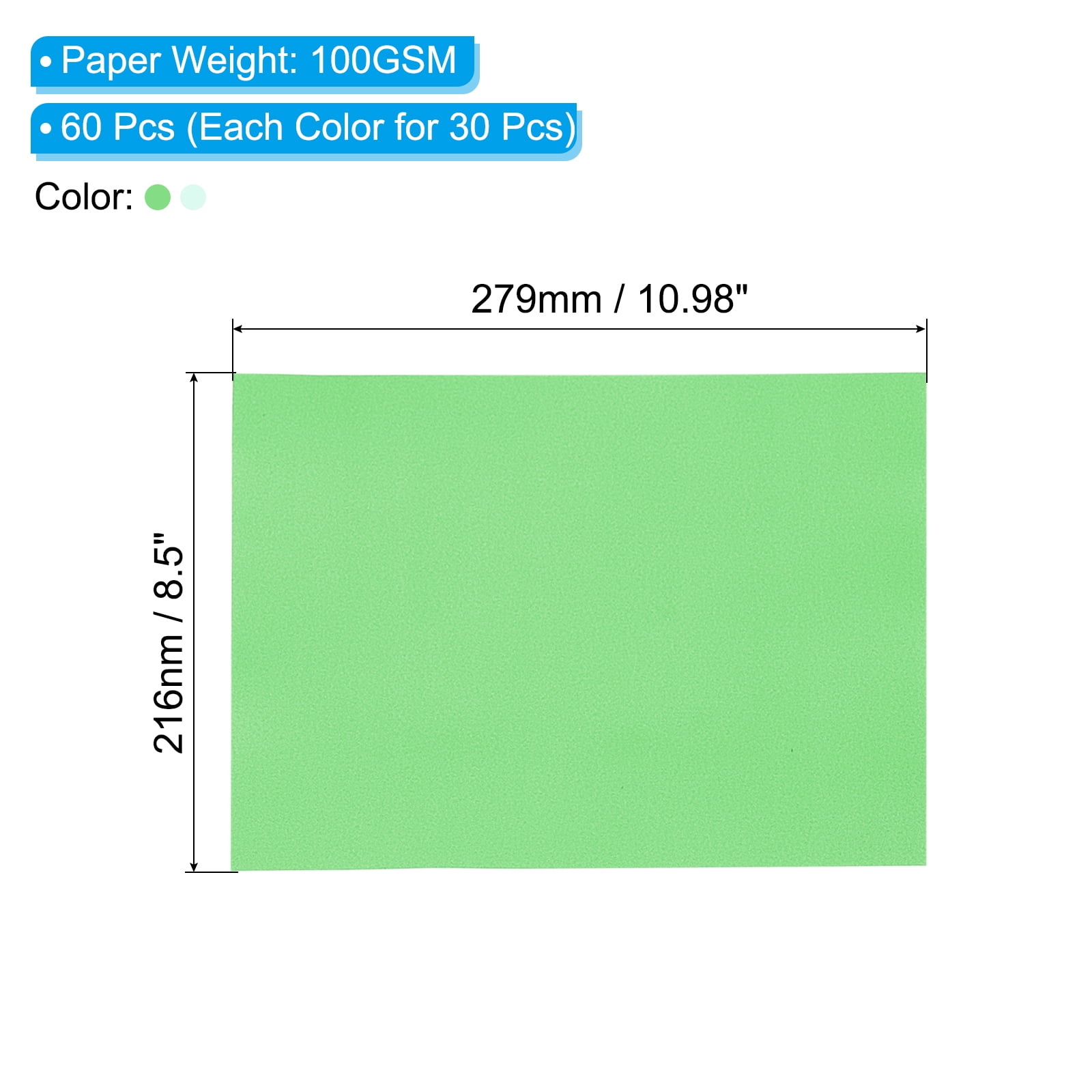 Uxcell 60 Sheets Vellum Paper 8.5 x 10.98 inch, Printable Translucent Paper for Invitations Green, Light Blue