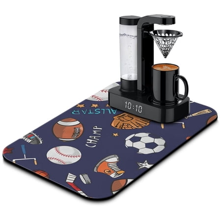 Teen Dish Drying Mat Basketball Volleyball Tennis Absorbent Kitchen Mat Sports Gift Theme Teen Dish Drying Mat Basketball Volleyball Tennis Absorbent Kitchen Mat Sports Gift Theme