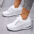 thumbnail image 7 of Rokment Womens Walking Non Slip Work Shoes with Hidden Wedges Breathable Mesh Lace up Platform Chunky High Heels Slip on Nurses Nursing Tennis Fashion Sneakers White Size 8, 7 of 7