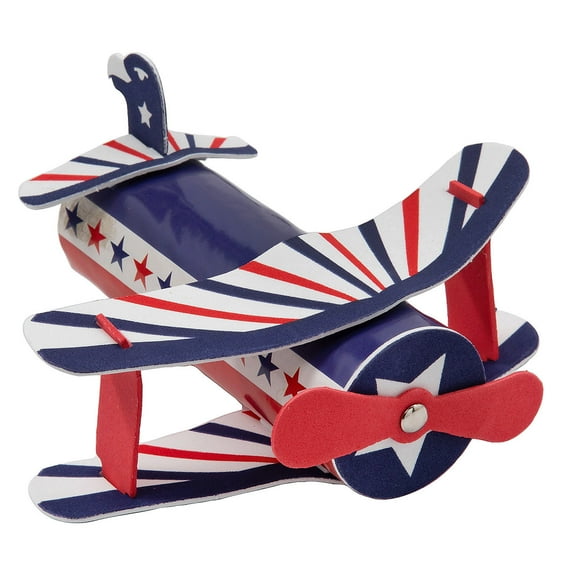 Fun Express 5 3/4" x 3 1/2" Patriotic Airplane Craft Tube Craft Kit - Makes 12