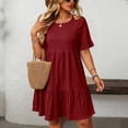 thumbnail image 5 of Horkkom Plus Size Dresses for Women Summer Mini Short Sleeve Sundresses Casual Loose Beach Tiered Dress XL, 5 of 9