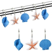 Visland 12PCS Starfish Seashell Conch Style Shower Curtain Hooks Rust Proof Rings Bathroom Hangers Resin Decorative Shower Curtain Hook