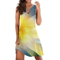 thumbnail image 1 of Womens Dress Robe Maxi Fendue Dress Femme Mode Décontractée Col Rond Anneau Creux Vintage Fleur Papillon Imprimé Sans Manches Dress Adulte Female Vêtements Jaune Taille g, 1 of 4