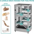 thumbnail image 3 of MEDEHOO 5-Level Small Animal Cage - Wooden Ferret Cage with Anti-Chew Metal Frame, Wheels & Removable Trays for Chinchillas, Hedgehogs, Indoor/Outdoor Use, 3 of 9