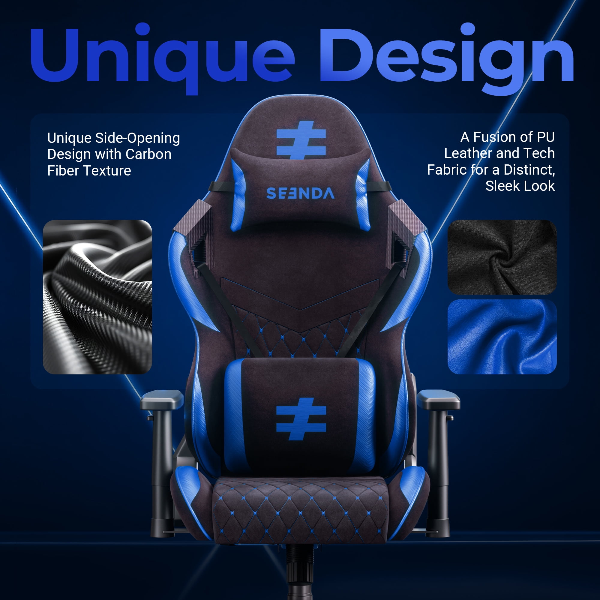 Seenda Big and Tall Gaming Chair 400lbs, High Back Computer Chair with Linked Armrests, Office Video Game Chair for Adults with Lumbar Support, BIFMA Certified