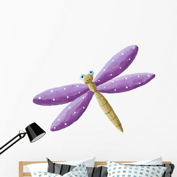 Cute Purple Dragonfly Wall Decal by Wallmonkeys Peel and Stick Graphic (48 in W x 34 in H) WM55260