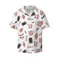 thumbnail image 2 of Lsque Fashion print Men's Cuban Collar Short Sleeve Shirt Summer Beachwear Casual Button Down Fashionable Vacation Leisure Shirt-4X-Large, 2 of 7