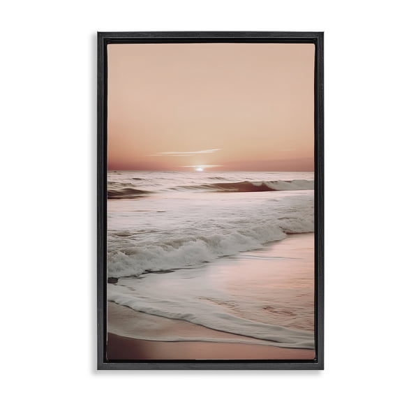 Apricot Beach View Black Framed Floater Canvas Wall Art, design by Decent Exposures