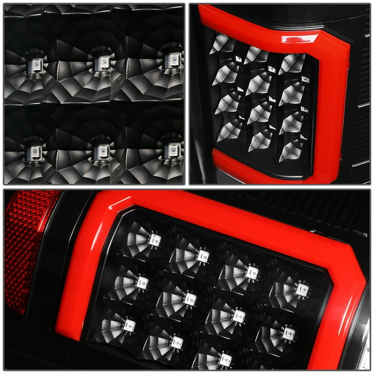 DNA Motoring TL-CSIL07-LED-RD3D-BK-CL For 2007 to 2014 Chevy Silverado 1500  / 2500 / 3500 (HD) Red 3D LED Bar Tail Brake Brake Light / Lamps Black