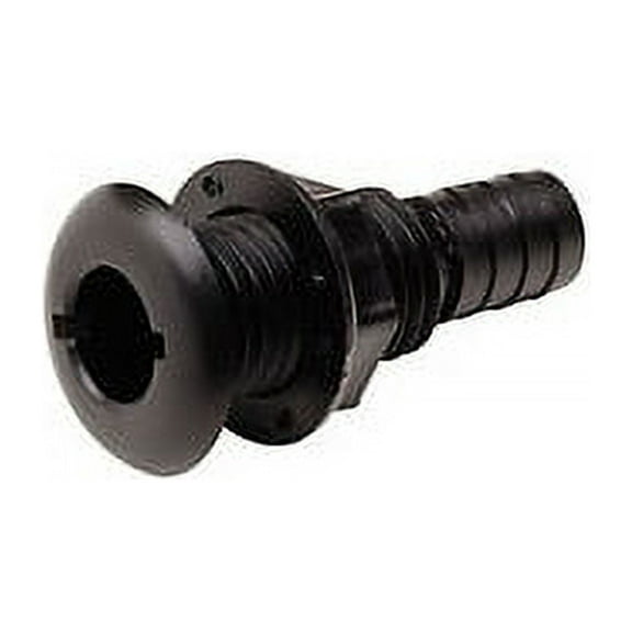 SEACHOICE Thru-Hull Connector, 3/4" Hose, Black, Plastic