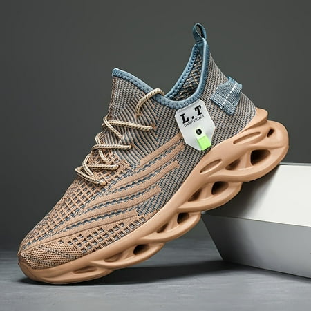 

Men s Shock Absorption Blade Type Shoes Breathable Lace Up Non-Slip Shoes For Jogging Walking