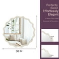 thumbnail image 5 of Wall Mirror White 36 inch Wavy Round Solid Wood Frame Decorative Mirror,For Bedroom, Bathroom, Living Room, Entryway,Decorative Wall Mirror, 5 of 12