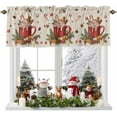 thumbnail image 4 of Christmas Valance for Kitchen Windows, Winter Pine Branches Xmas Candy Rod Pocket Valances Short Curtains, Cappuccino Retro Linen Curtain Valance for Bedroom Bathroom 1 Panel 54x18in, 4 of 7