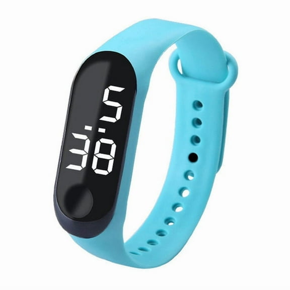 Digital Watch for Student, LED Light Display Plastic Mirror Electronic Movement Silicone Strap Sports Watch