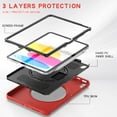 thumbnail image 2 of ELEHOLD for iPad 10th Gen 10.9" 2022 Rugged Case Three-Layer Protection with 360° Rotating Kickstand Adjustable Handstrap Pencil Holder Shockproof Case For iPad 10.9" 2022,Red, 2 of 8