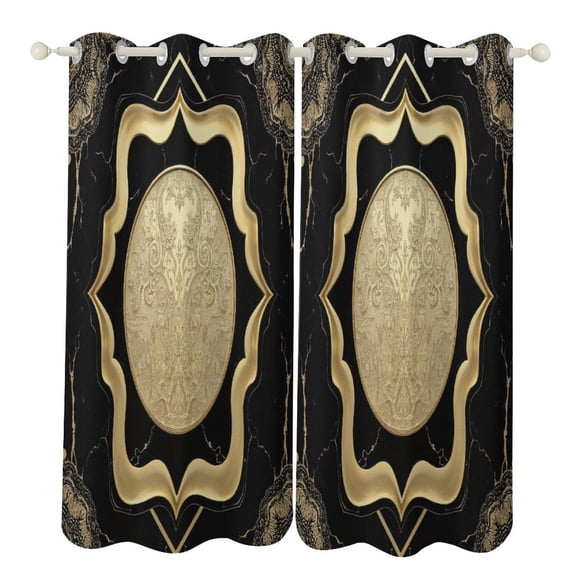 Black Gold Marble Window Blackout Curtain 3d Printed Blackout Curtain Bedroom Living Room Hotel Window 2 Panel Shade