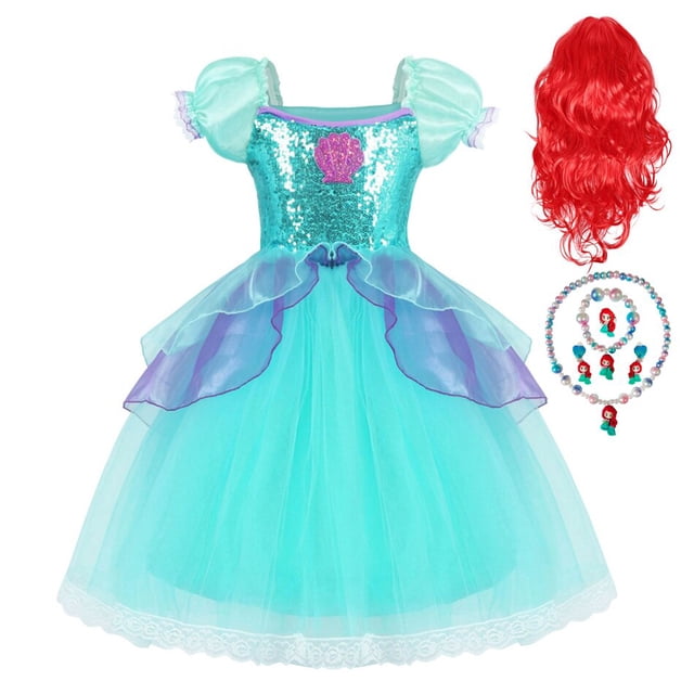 Vestido de tul de encaje de princesa Ariel de Disney para niños, disfraz de sirena con lentejuelas zhangyuxiang unisex