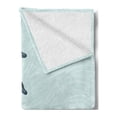 thumbnail image 2 of Sea Animals Soft Flannel Fleece Throw Blanket, Waves Flowing Water Sketch Sea Ocean and 2 Dolphins Summertime, Cozy Plush for Indoor and Outdoor Use, 50" x 60", Charcoal Grey Mint Teal, by Ambesonne, 2 of 5