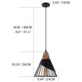 thumbnail image 3 of Lámpara colgante vintage, lámpara de techo industrial con diseño de metal y madera en accesorios de iluminación Lámpara colgante Pantalla 27 Aplique de iluminación para comedor Cocina,Black JFHHH pequeña, 3 of 5