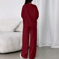 thumbnail image 4 of longantii 2 Piece Sets for Women Lounge Hoodie Sweatsuit Loose Wide Leg Sweatpants Travel Airport Outfits Wine XXL, 4 of 6