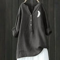 thumbnail image 3 of Baqcunre Graphic Tees Women'S Solid Color Feather Print Stand Up Collar Botton Fly Cotton Linen Long Sleeved Shirt Hoodies For Women Womens Blouses Dark Gray XL, 3 of 3