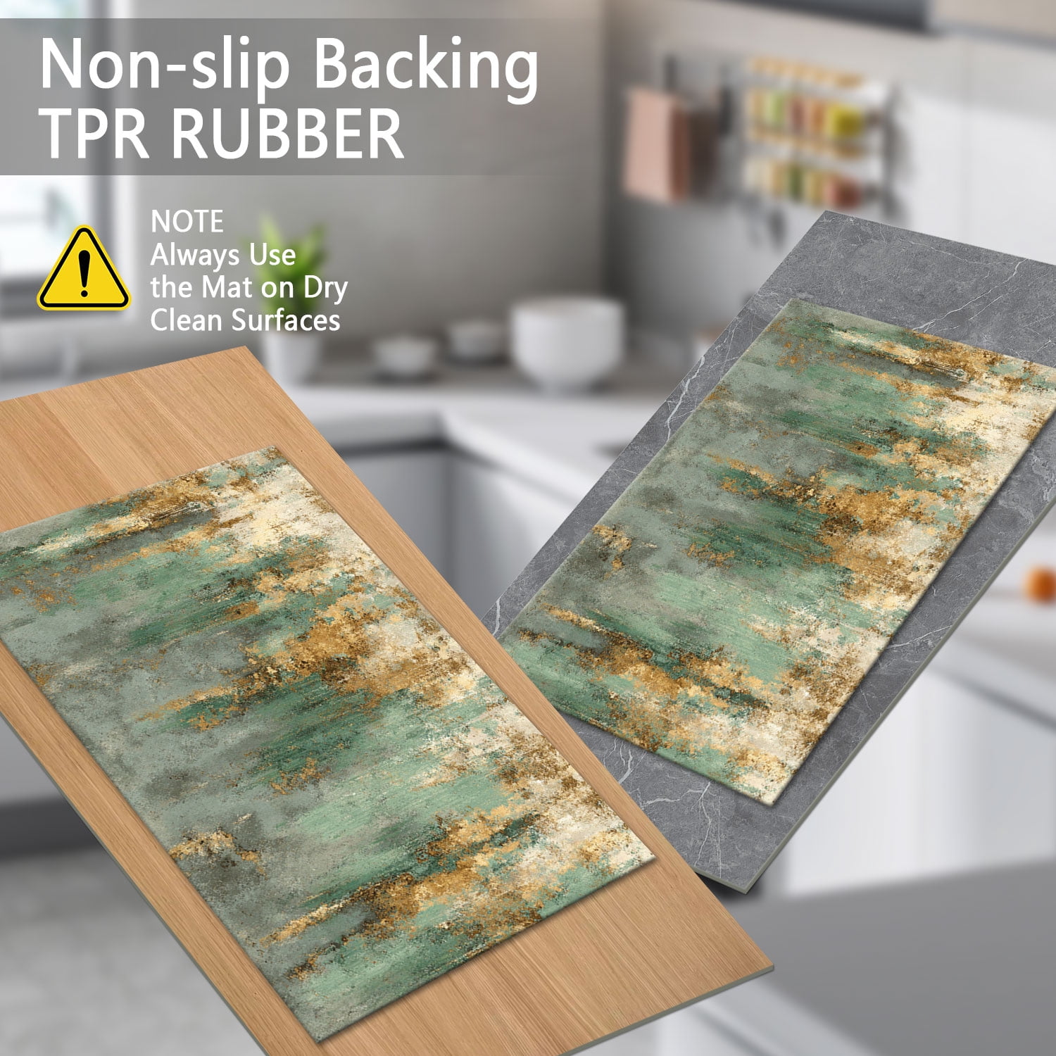 3-Piece Farmhouse Kitchen Rug Set, Washable Anti Slip Striped Floor Mats in 3 Sizes, Stain Resistant Decor Rugs for Kitchen Hallway Bathroom Home Christmas Decor