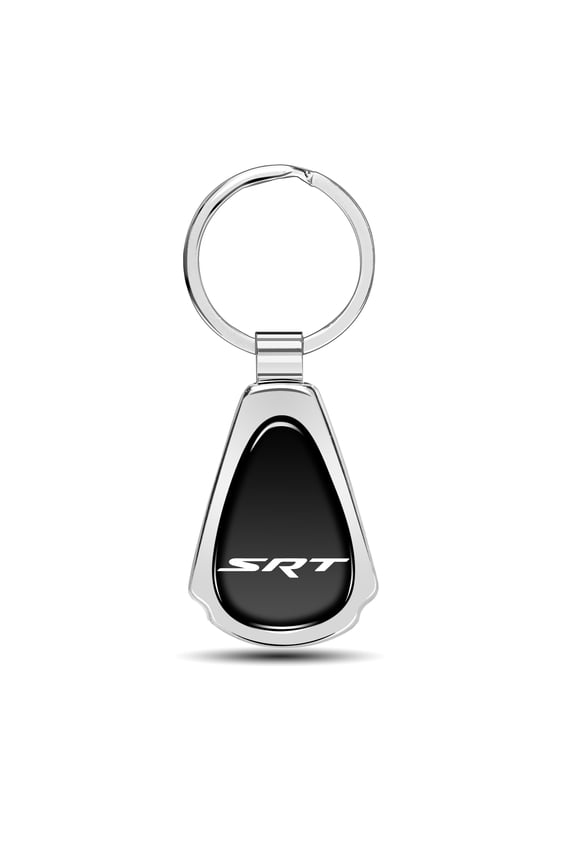 Dodge Jeep SRT Logo Black Dome Chrome Metal Teardrop Key Chain
