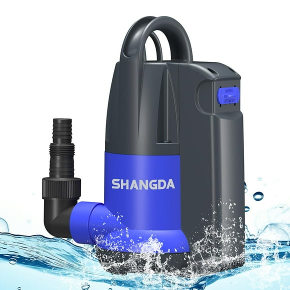 SHANGDA 3/4HP Sump Pump Automatic Submersible Water Pump 3700GPH Built-in Float Switch Portable Utility Pumps with Adapters for Pool Hot Tub Rain Barrel Flooded House Basement
