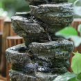 thumbnail image 3 of Decorative Indoor Stone-Look Water Fountain, 7-tier Polyresin Cascading Rock Tabletop Fountain with LED Light for Home Office and Outdoor Garden, 9L*5W*14H Inches, Grey, 3 of 5