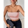 thumbnail image 5 of Womens Tube Tops Strapless Crop Tops Basic Backless Sleeveless Bandeau Going Out Cute 2025 Summer Outfits Pink M, 5 of 7