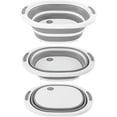 thumbnail image 2 of Multipurpose Collapsible Tub Portable Cutting Board 2 in 1 Kitchen Tool Foldable Basket Washing Basin W/Drain Gray White, 2 of 6