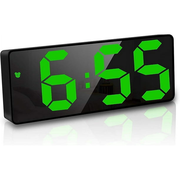 Reloj despertador digital reloj digital con espejo LED de 6 7 pulgadas alarma de cabecera alarma de manana activado por voz ninos adultos verde Walmart en linea