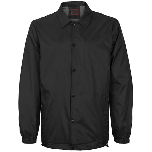 VKWEAR Men's Lightweight Water Resistant Button Up Nylon Windbreaker Coach Jacket (Black, M)