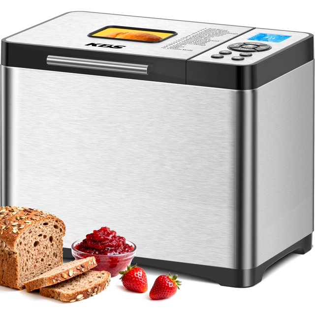 Panificadora KBS 19 en 1 con capacidad de 2 lb, molde cerámico y acabado de acero inoxidable