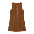 thumbnail image 7 of Women's Casual Solid Color Sleeveless Button Up Dress, Round Neck, 7 of 7