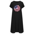 thumbnail image 4 of Vestido suelto informal de manga corta con bolsillo y cuello redondo con estampado del Día de la Independencia de algodón y lino de verano para mujer Fridja  qw3634, 4 of 4