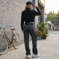 thumbnail image 5 of TQWQT Womens Side Stripe Wide Leg Sweatpants High Waist Straight Leg Floor Length Casual Lounge Pants Athletic Track Bottoms Soft Relaxed Fit Sporty Trousers Black L, 5 of 5
