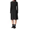 thumbnail image 3 of INSPIRE CHIC Women's Long Sleeve Knitted Dress Ribbed Crew Neck Tie Waist Bodycon Slim Fit Midi Sweater Dresses L Black, 3 of 6