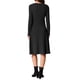 thumbnail image 3 of Vestido de punto de manga larga para mujer INSPIRE CHIC, con cuello redondo, cinturón en la cintura, ajustado al cuerpo, estilo midi, color negro, talla XL, 3 of 6