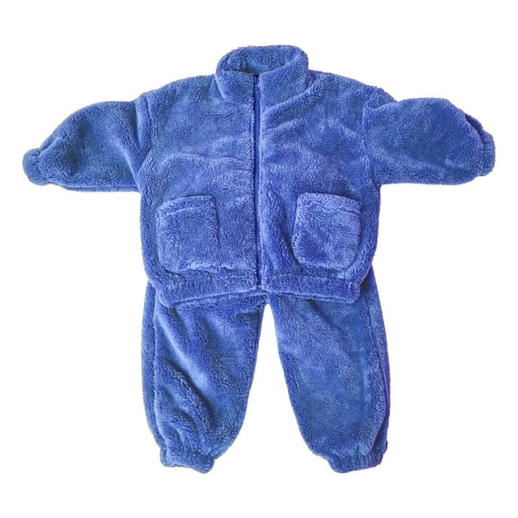 Lovskoo 1-10Y Toddler Baby Girl Loungewear Fleece Pants Pullover Tops Set Winter Warm Sweatshirt Pants 2Pcs Set Outfits Blue