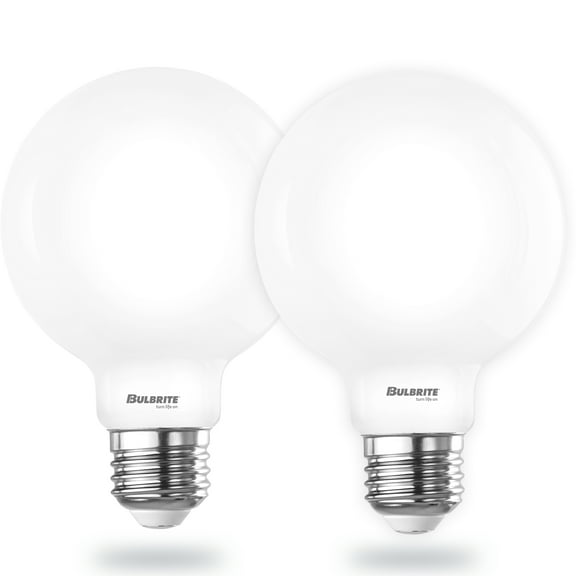 Bulbrite 9 Watt LED G25 Light Bulbs, Warm Dimming 3000K (Soft White) - 1800K (Candlelight), 800 Lumens, (2 Pack)