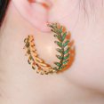 thumbnail image 3 of Lovely Cubic Zirconia Big Round Leaf Hoop Earrings Gold Color Jewelry Accesories, 3 of 8