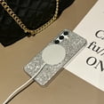 thumbnail image 4 of For Samsung Galaxy S24 Plus Case Glitter, Clear Magnetic Case with Camera Lens Protector [Compatible with MagSafe] Bling Sparkle Plating Soft TPU Slim Shockproof Protective Cover Women,Silver, 4 of 5