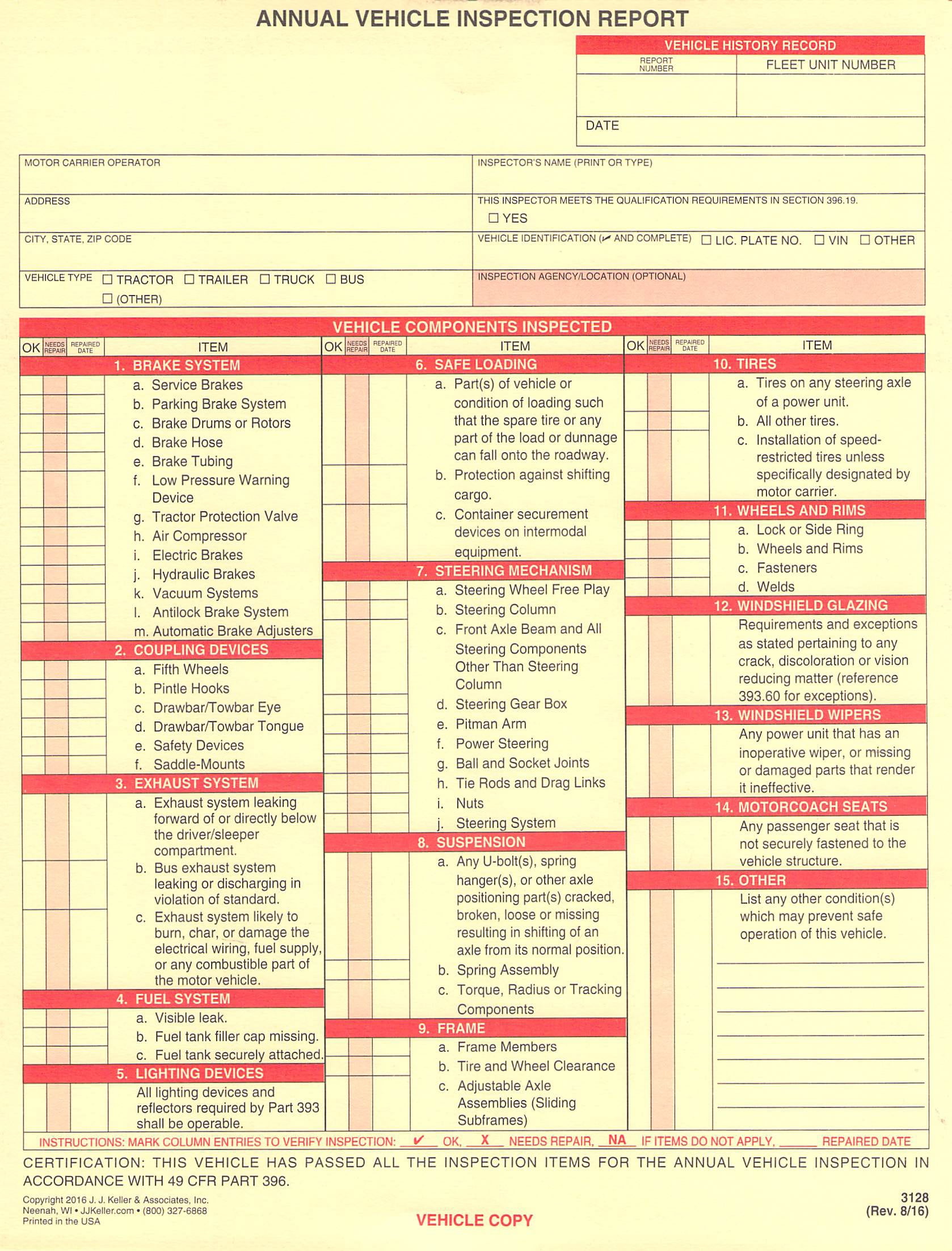 Jj keller annual inspection forms
