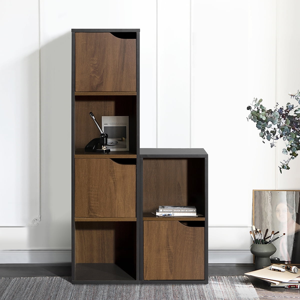 Kepooman 4-Shelf Modern Bookshelf, Open Bookcase with Storage Shelves, Floor Standing Unit, Brown Kepooman 4-Shelf Modern Bookshelf, Open Bookcase with Storage Shelves, Floor Standing Unit, Brown