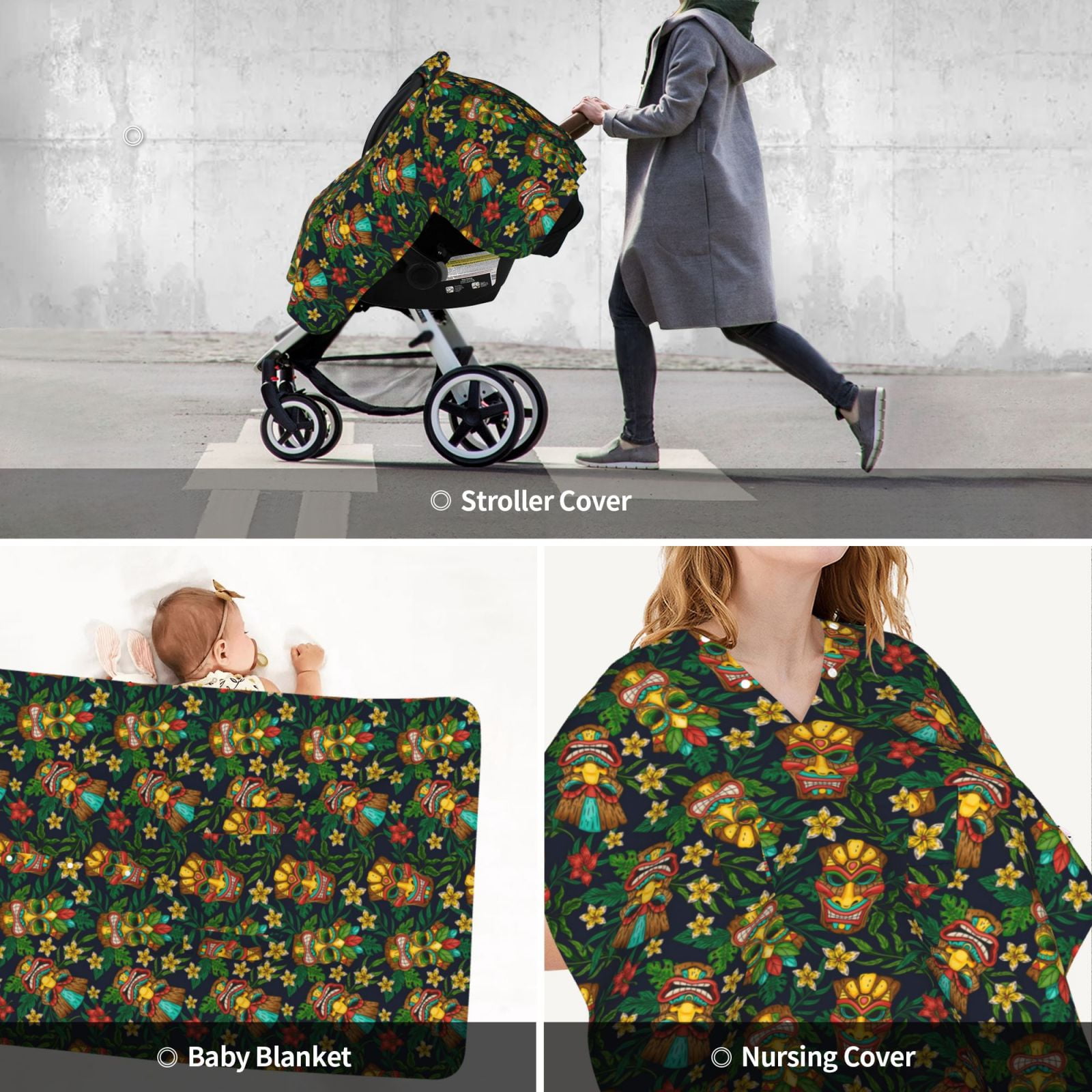 Car Seat Cover Baby - Mask Tropical Flower Breathable Infant Car Seat Cover for Baby Carseat, Lightweight Comfort Baby Essentials Must Haves Newborn Stuff for Girl Boy