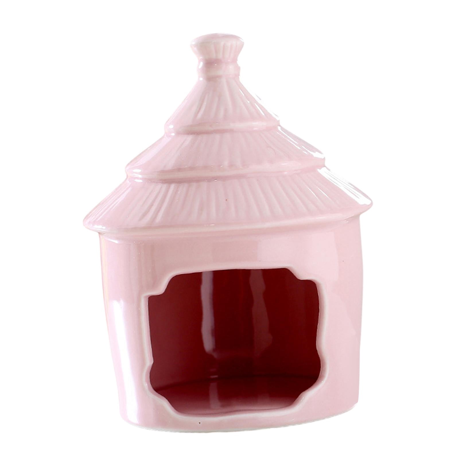 perfeclan Hamster Hideout House, Hamster Habitats, Ceramic Indoor Mini Cave, Habitat Decorations for Chinchilla Other Small Pet Squirrel Pink